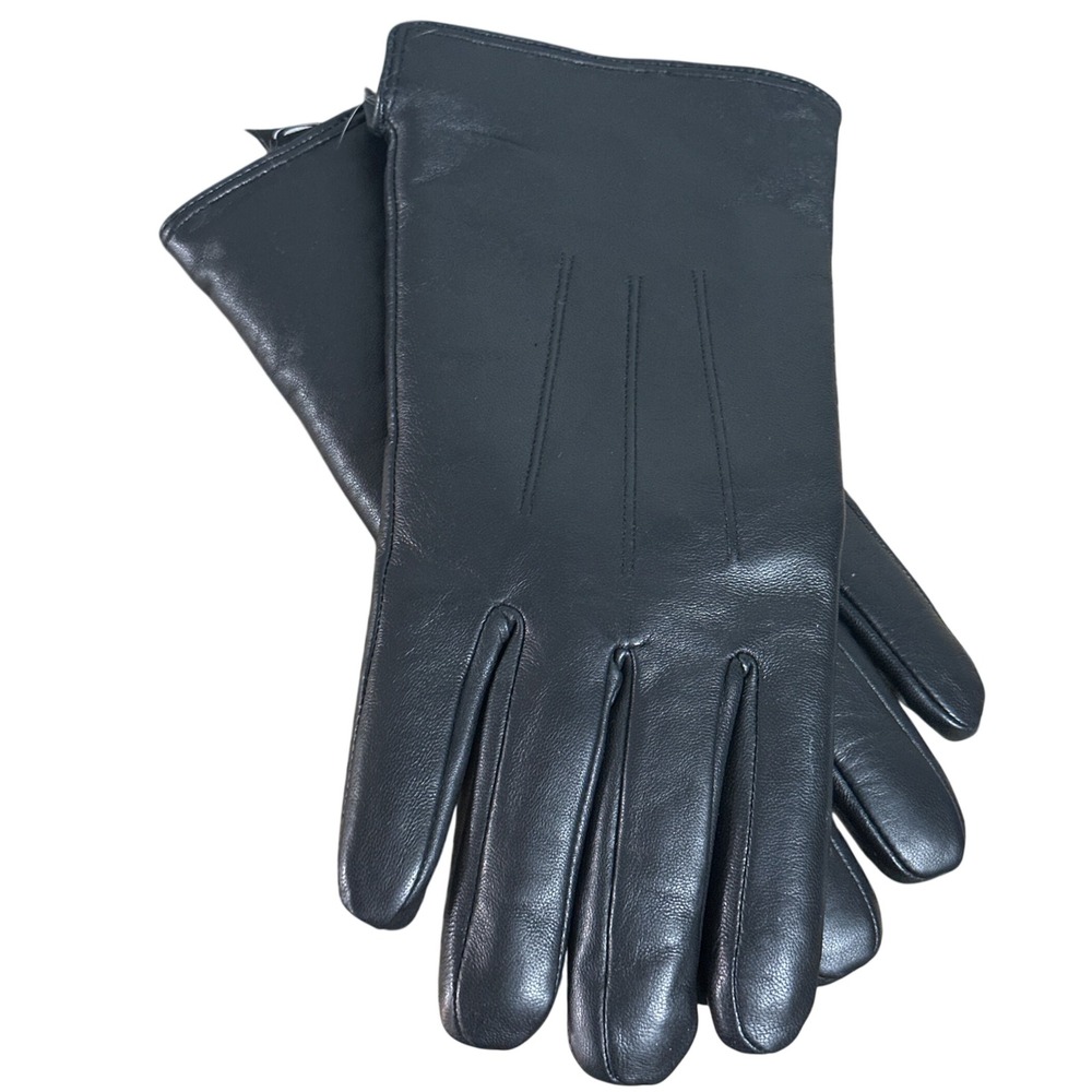 Messerio Mens XL Black Genuine Leather Gloves Rabbit Fur Lined Dress Gloves
